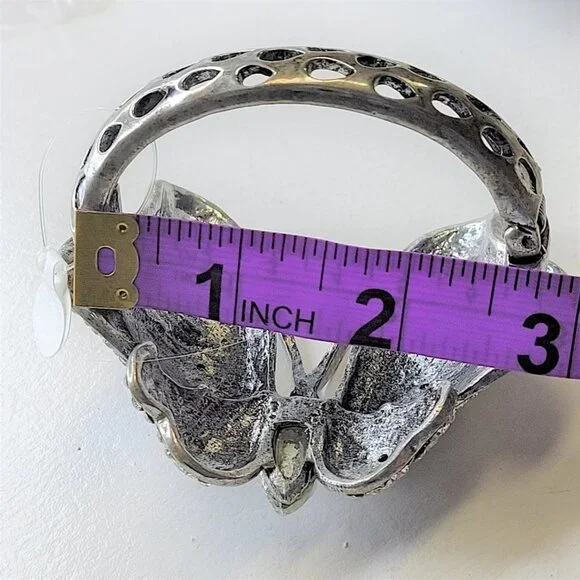 Large Rhinestone Butterfly Hinged Cuff Bracelet - Picture 12 of 14